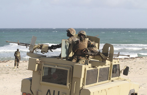 Peacekeepers patrol in Somalia