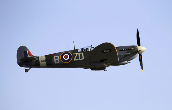 British pilot Paul Bohomme flies a Second World War-era Supermarine Spitfire from the Old Flying Machine Company, in British Royal Air Force markings, during the Malta Airshow at Malta International Airport, outside Valletta September 30, 2012. Malta Airshow