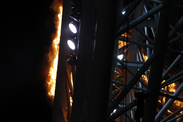 Firework display burns stadium in San Jose