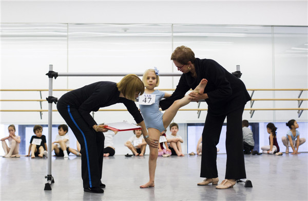 Young ballet dancers in auditions