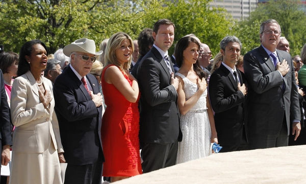 Presidents meet at Bush library opening