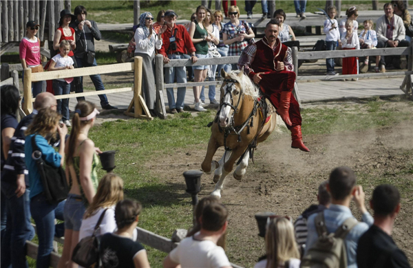 Horse trick festival held in Ukraine