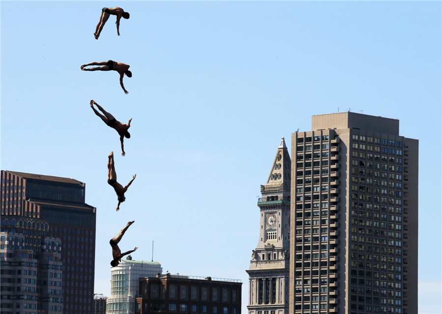 Cliff diving in the city