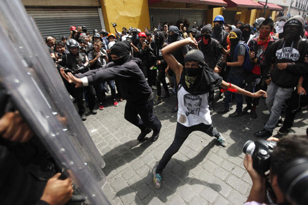 Protesters march through Mexico City