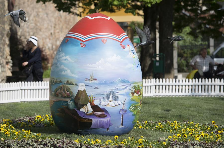 Hand-painted Easter eggs on display in Croatia