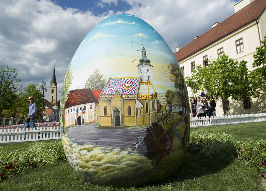 Hand-painted Easter eggs on display in Croatia
