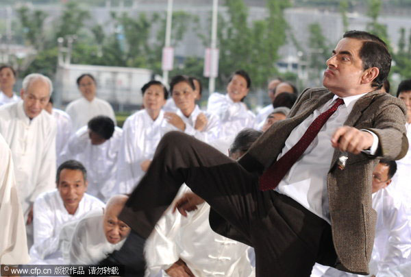Mr Bean entertains the audience in Shanghai