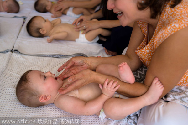 Babies bob about in water at US's first baby spa