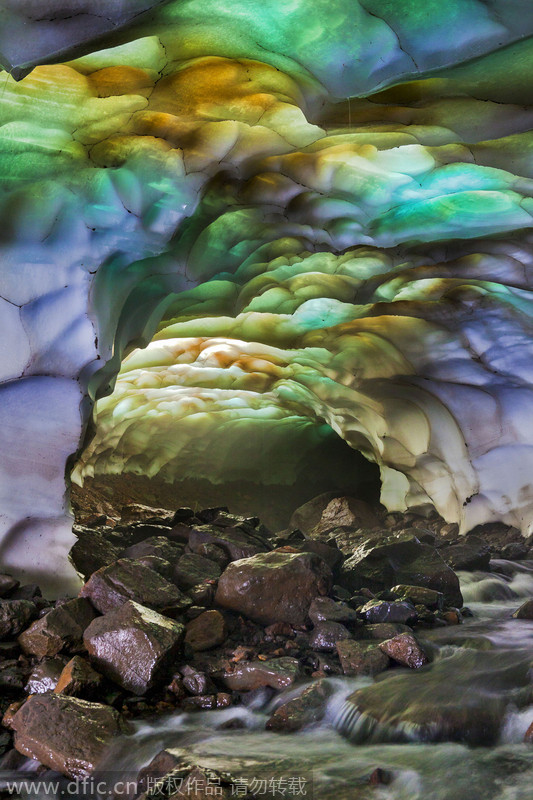 Dazzling melting ice cave