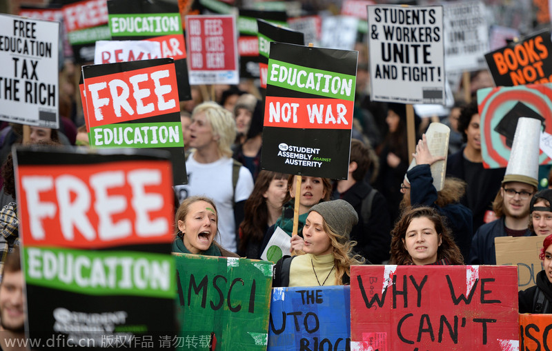 Protest against university tuition turns violent in London