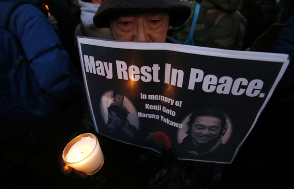 Vigil for Japanese hostages killed by IS held in Tokyo