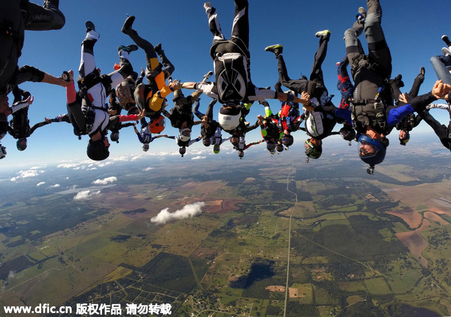 Skydivers perform breaking feat for departed friend