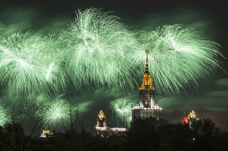 Fireworks explode across Russia to celebrate Victory Day