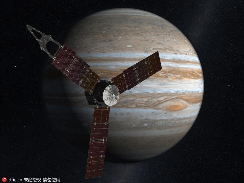 Solar-powered visitor begins orbiting Jupiter