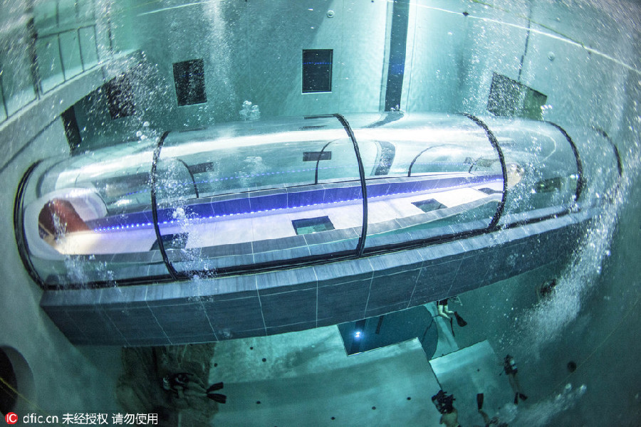 Deep joy at a swimming pool