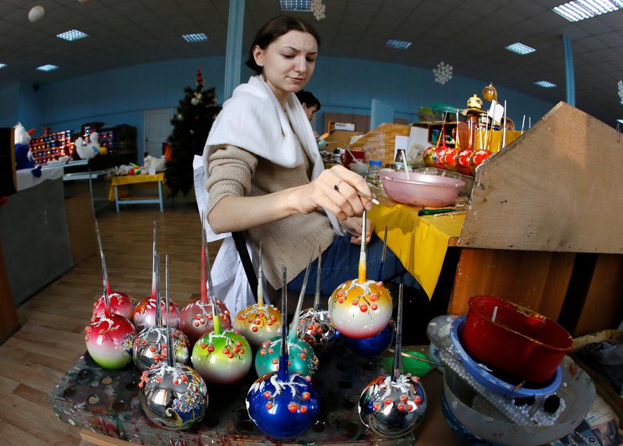 Russian toy factory prepares for Christmas and New Year decorations