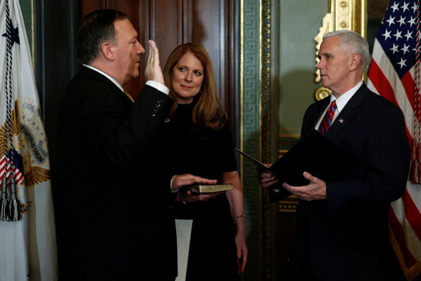 Vice President Pence swears in Pompeo as CIA director