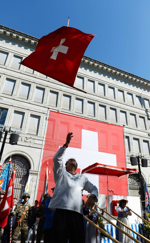 Celebrating National Day of Switzerland in Zurich