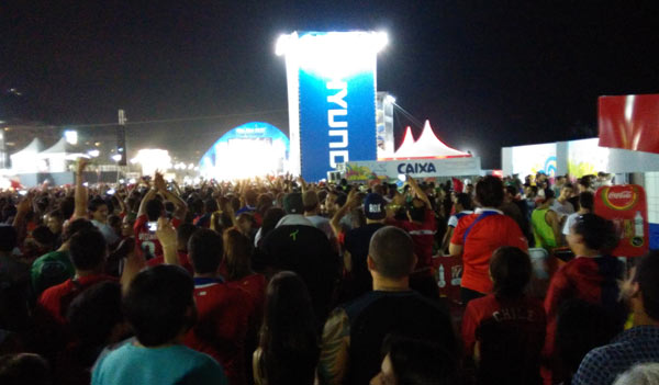 Chile fans celebrate at the 2014 FIFA FAN FEST