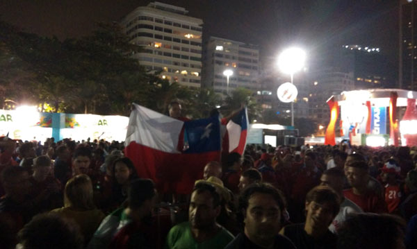 Chile fans celebrate at the 2014 FIFA FAN FEST