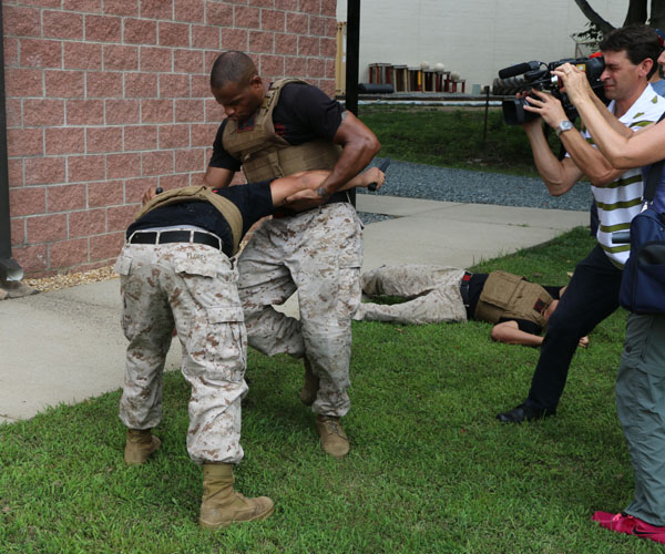 US Marine Corps soldiers demonstrate martial arts