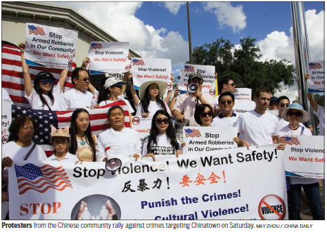 Protesters rally vs. anti-Chinese crime