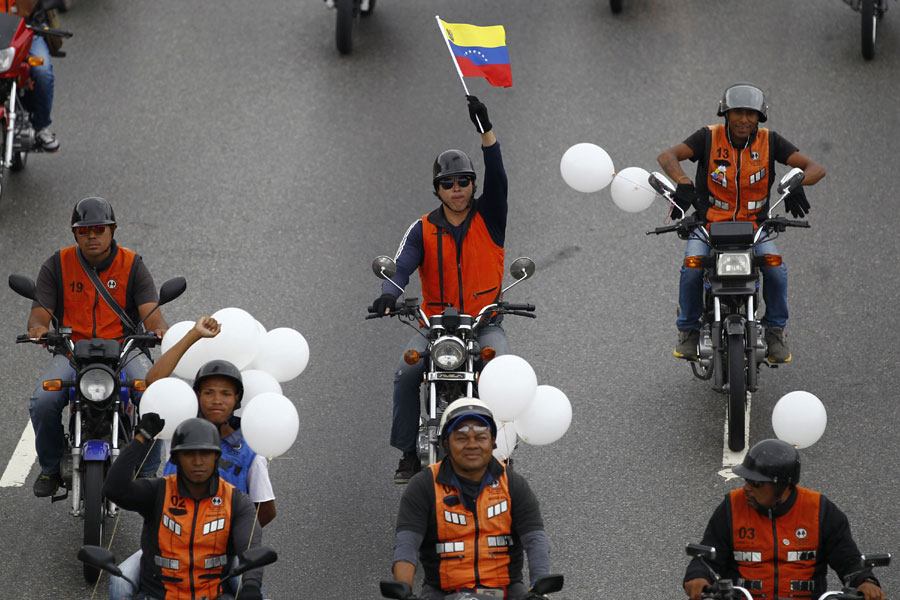 Motorcyclist rally supporting Venezuela's President Maduro