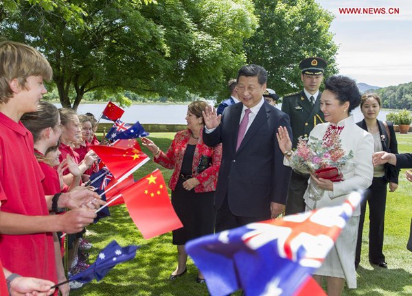 Xi attends welcoming ceremony by Australian Governor-General Cosgrove