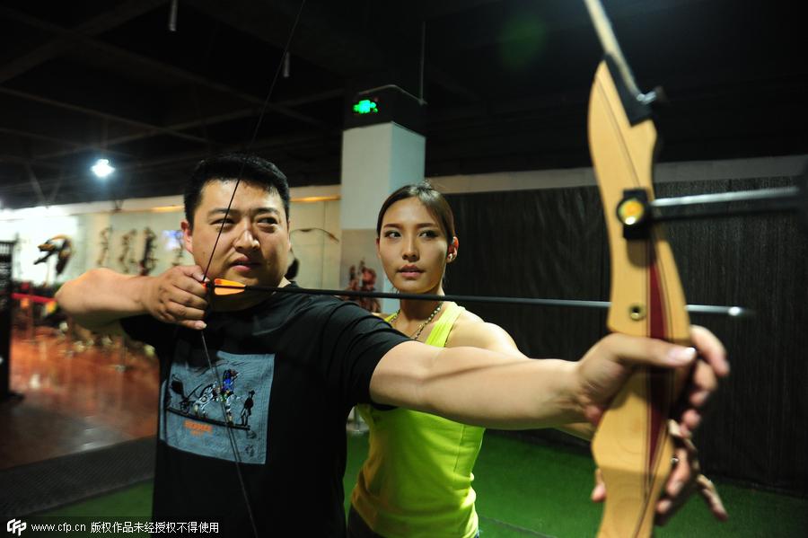 Girl who shoots straight with bow and arrow