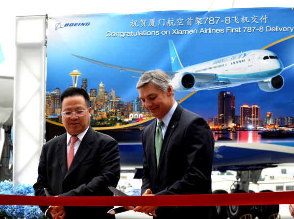 Boeing, Xiamen Airlines celebrate airline's 1st 787 Dreamliner delivery