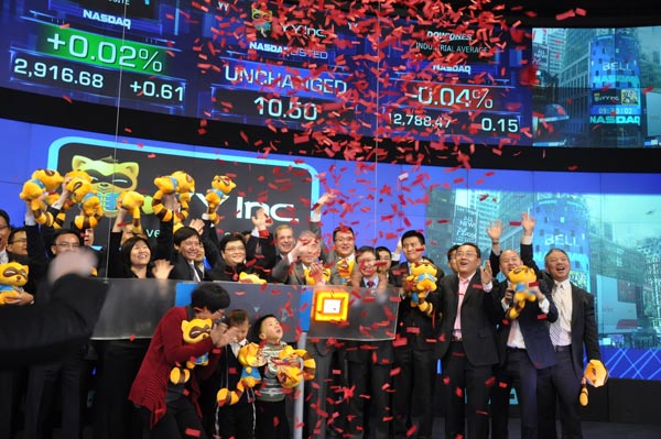 YY Inc rings The NASDAQ Stock Market opening bell