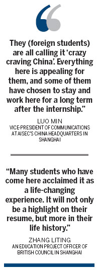 More foreign interns seek work in China