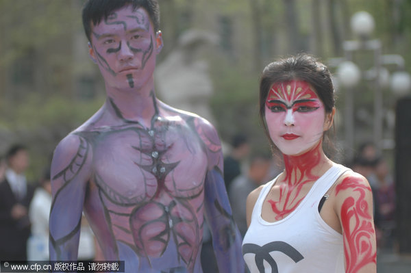 Body painting show staged in university