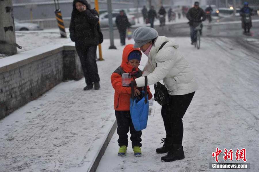 First snow falls in Beijing