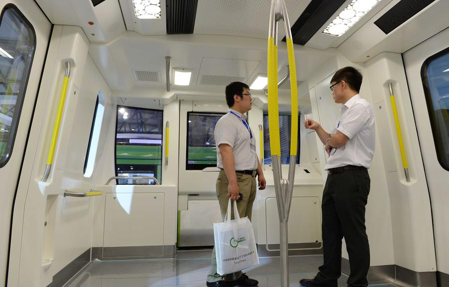 China's first driverless subway train on exhibition
