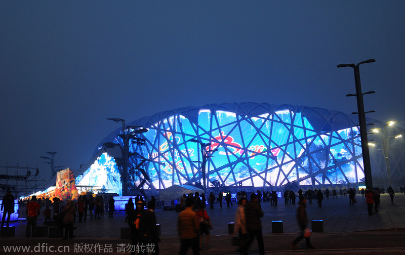 National Stadium illuminated to greet New Year countdown