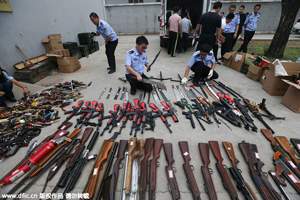 Illegal weapons confiscated in Beijing