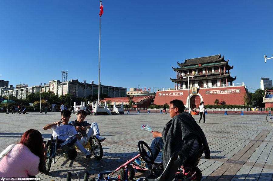 Landmark building inYinchuan resembles Tian'anmen