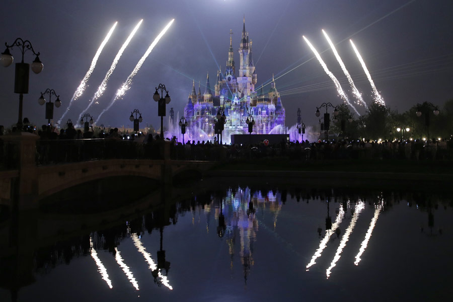 Fireworks light up Shanghai Disneyland
