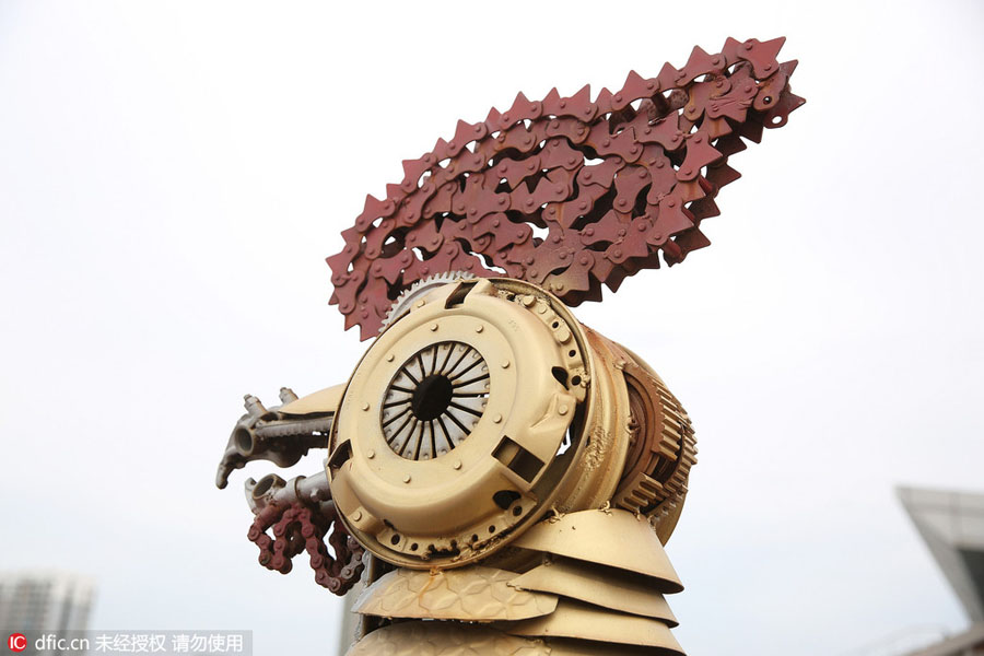 Students turn scrap parts into animal statues