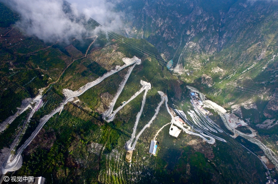 Road with 24 bends zigzags in Southwest China
