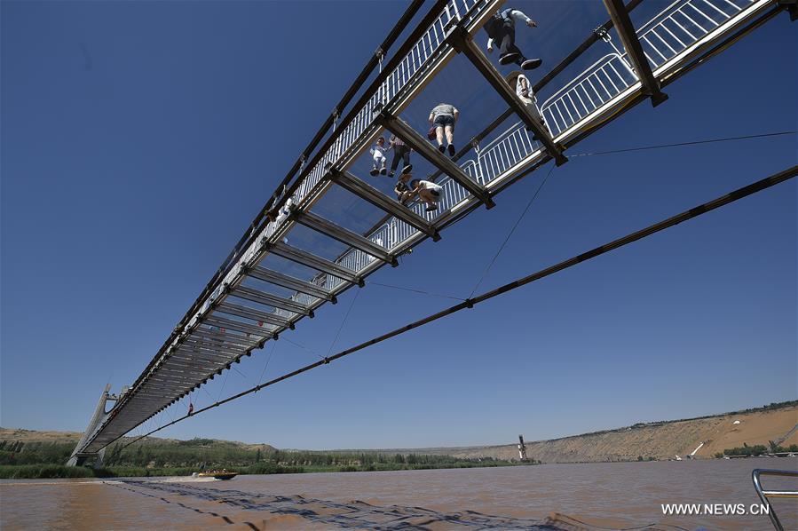 Glass bridge across the Yellow River