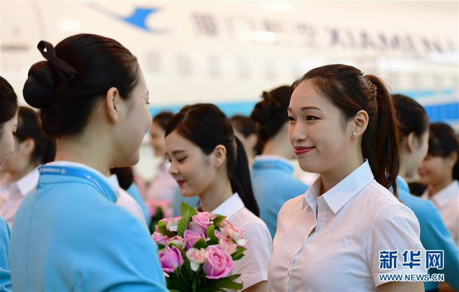 First Xiamen Airlines Taiwan cabin crew put best foot forward