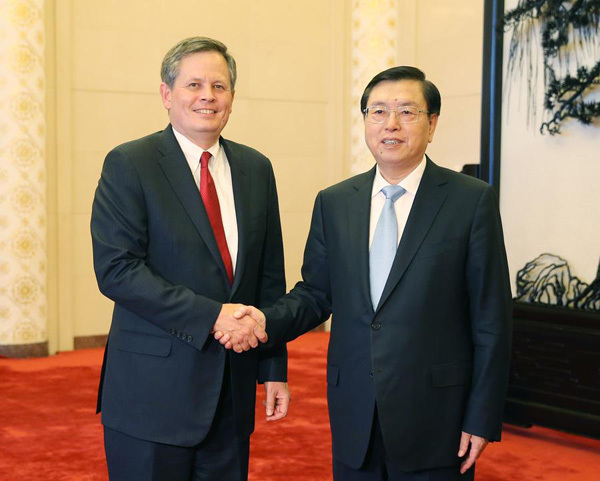Top Chinese legislator meets US lawmakers