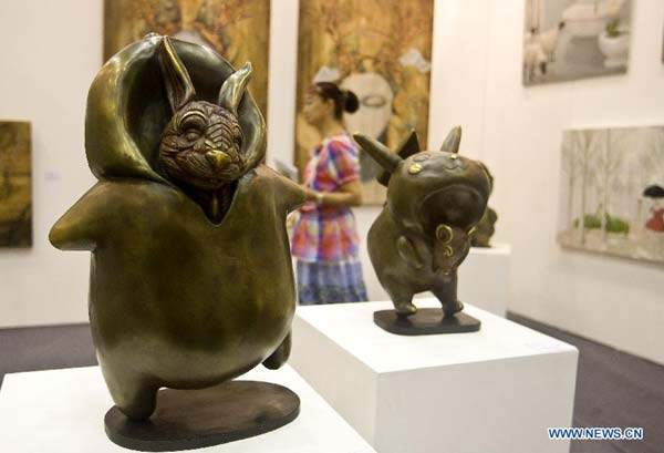 Creative statues displayed at Beijing Art Expo