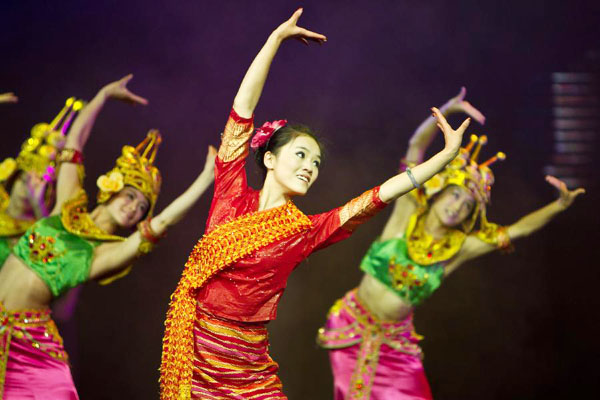 Dancers perform tourism dance 'Tengchong Dream' in China's Yunnan