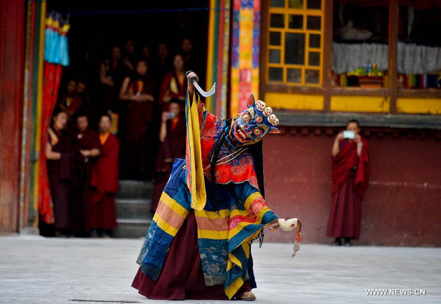 Sorcerer's dance performed at Drigong Ti Temple of Lhasa