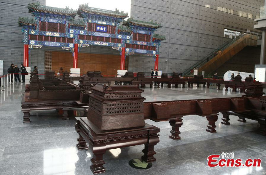 Ancient Beijing city model made from tons of rosewood