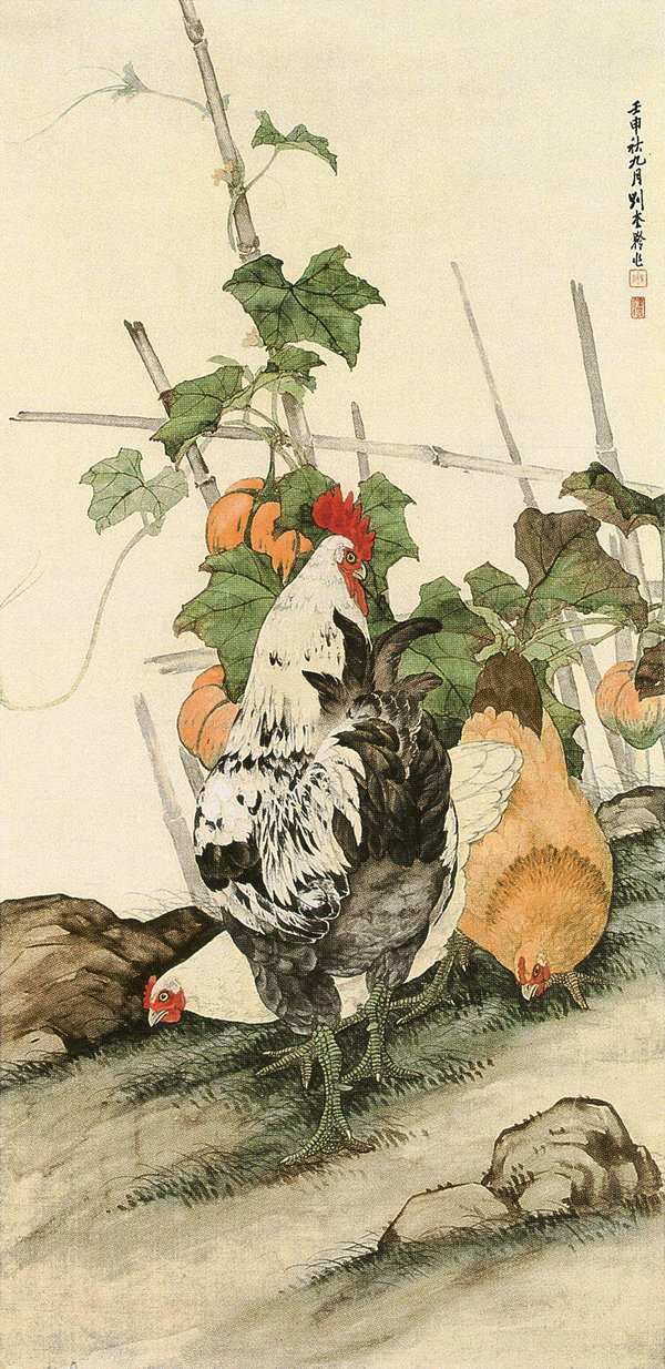 Lovely roosters depicted by Chinese painters