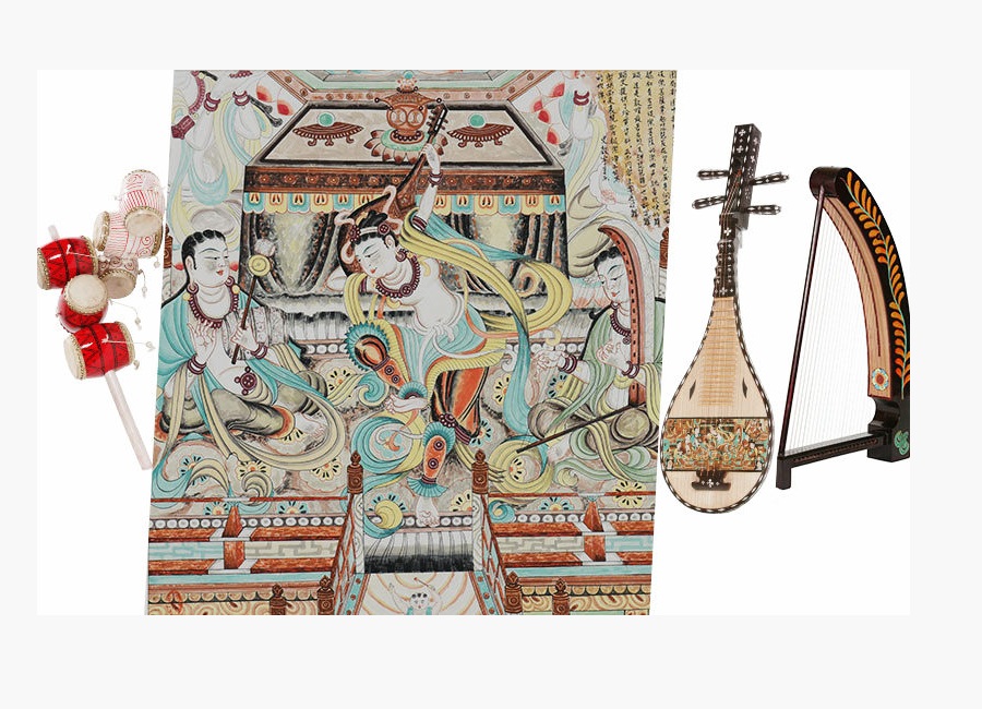 Music from heaven: Instruments in Dunhuang frescos go on show in Beijing